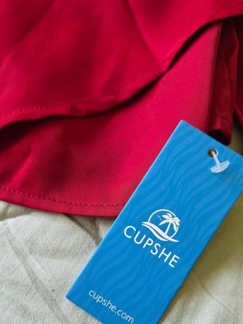 CUPSHE Red Mini Dress Wrap Style V-Neck - Picture 5 of 7
